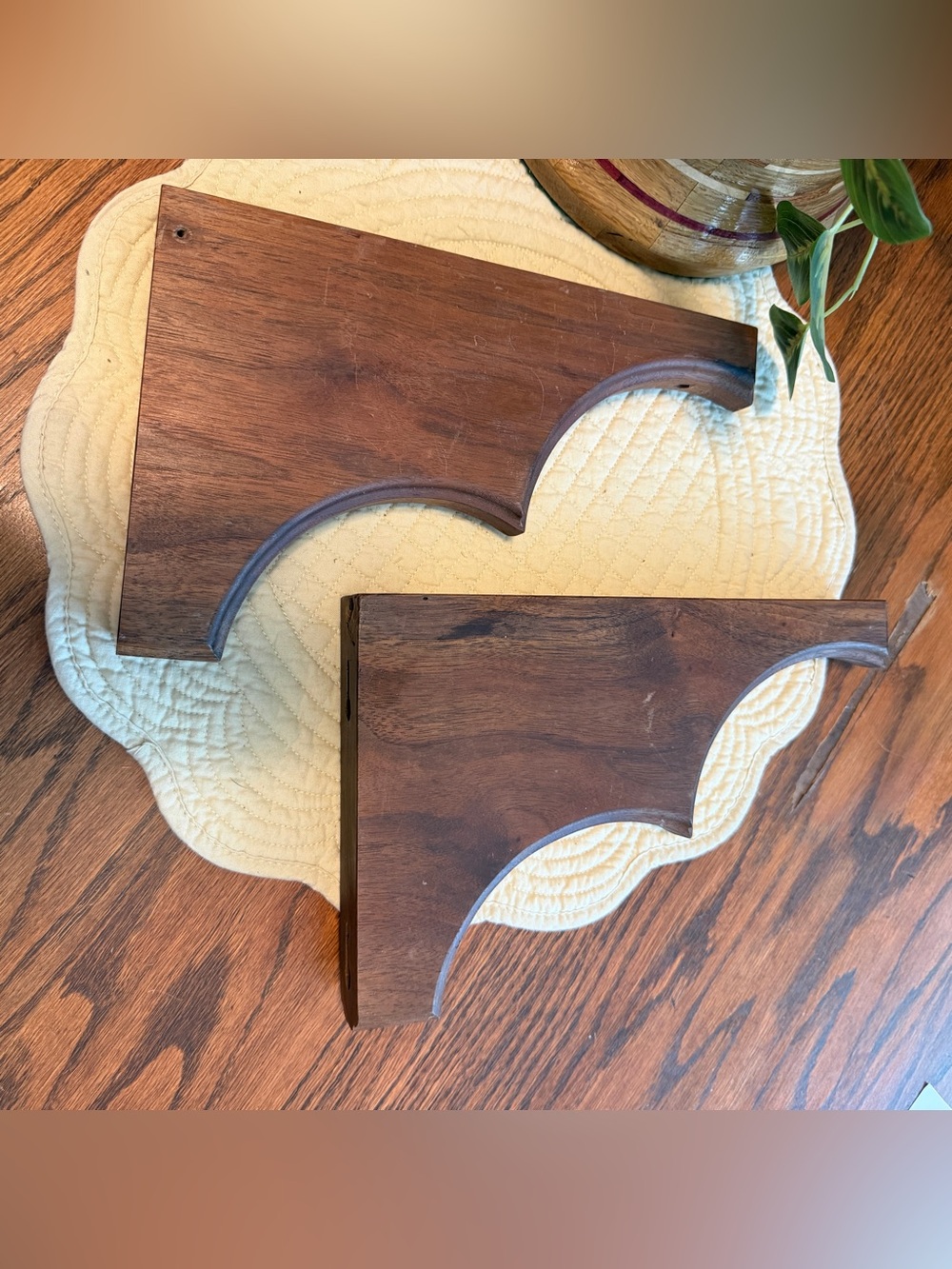Wood Decorative Shelf Brackets - Walnut Tone
